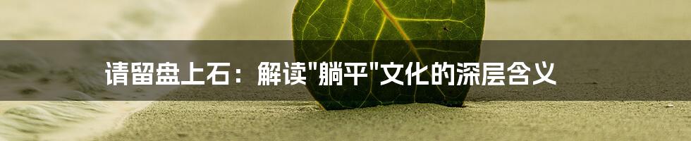 请留盘上石:解读"躺平"文化的深层含义
