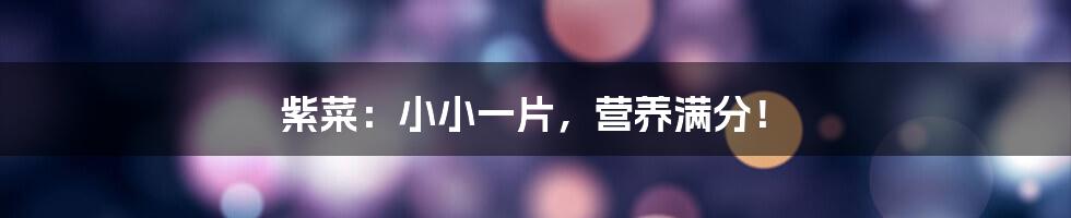 紫菜：小小一片，营养满分！