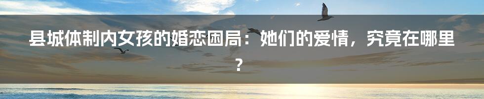县城体制内女孩的婚恋困局:她们的爱情,究竟在哪里?