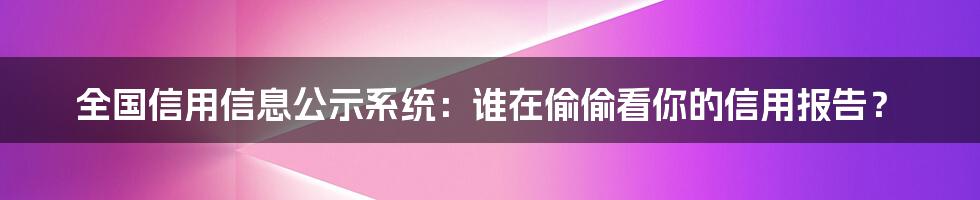 全国信用信息公示系统：谁在偷偷看你的信用报告？