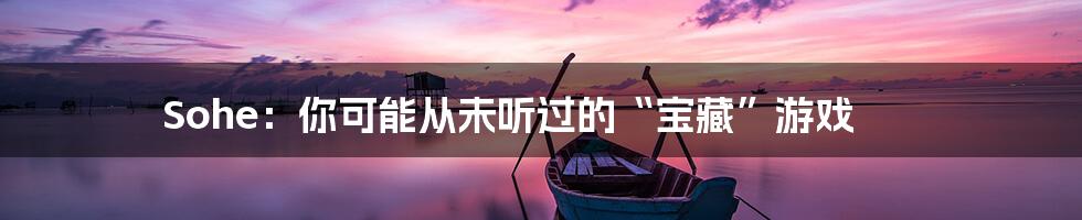 Sohe:你可能从未听过的“宝藏”游戏
