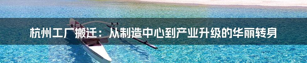 杭州工厂搬迁：从制造中心到产业升级的华丽转身
