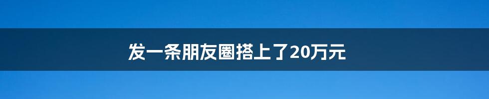发一条朋友圈搭上了20万元