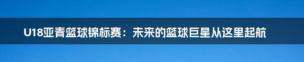 U18亚青篮球锦标赛：未来的篮球巨星从这里起航
