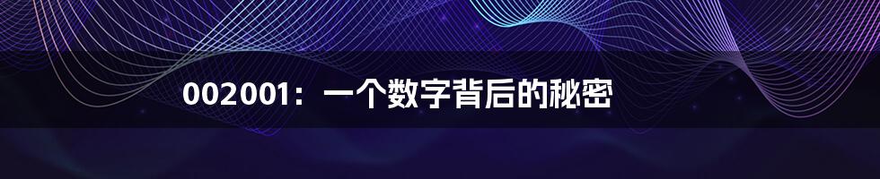 002001:一个数字背后的秘密