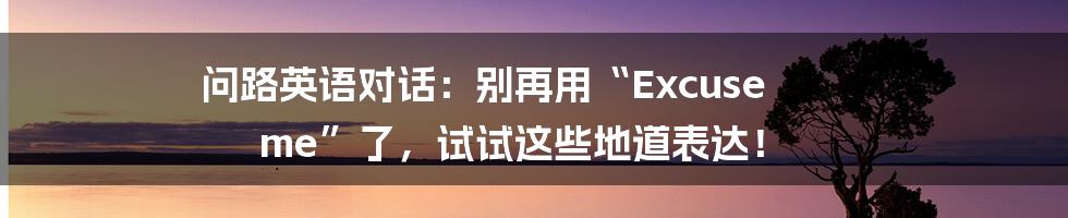 问路英语对话:别再用“Excuse me”了,试试这些地道表达!