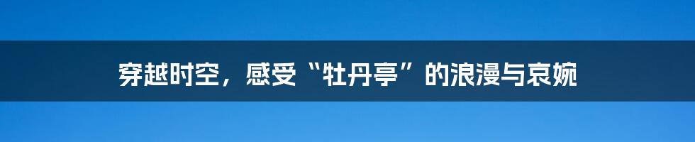 穿越时空,感受“牡丹亭”的浪漫与哀婉