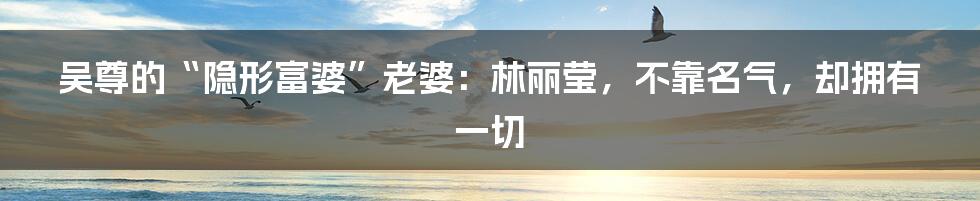吴尊的“隐形富婆”老婆:林丽莹,不靠名气,却拥有一切
