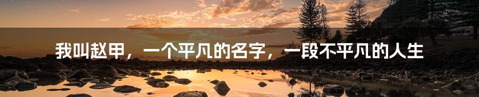 我叫赵甲,一个平凡的名字,一段不平凡的人生
