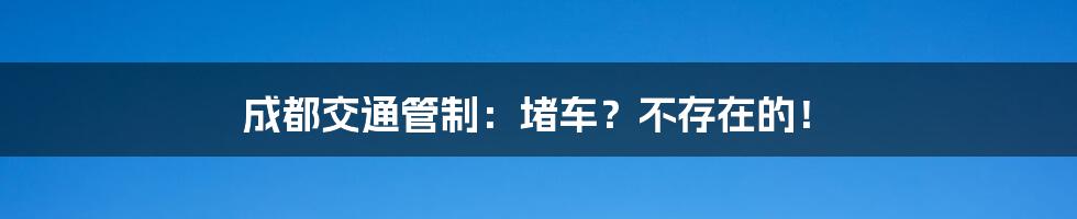 成都交通管制:堵车?不存在的!