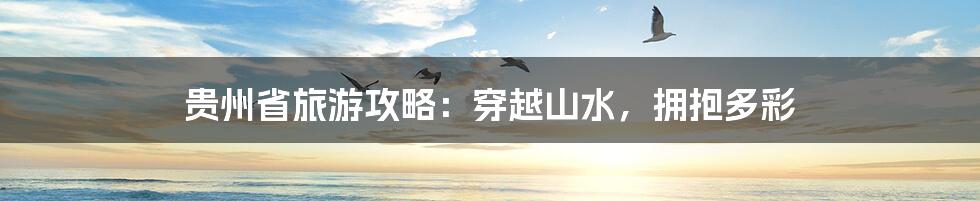 贵州省旅游攻略：穿越山水，拥抱多彩
