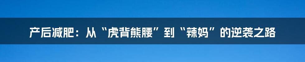 产后减肥:从“虎背熊腰”到“辣妈”的逆袭之路
