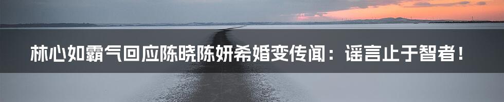 林心如霸气回应陈晓陈妍希婚变传闻:谣言止于智者!