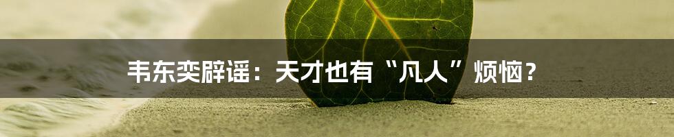 韦东奕辟谣：天才也有“凡人”烦恼？