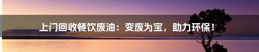 上门回收餐饮废油:变废为宝,助力环保!