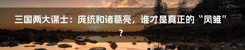 三国两大谋士:庞统和诸葛亮,谁才是真正的“凤雏”?