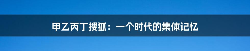 甲乙丙丁搜狐:一个时代的集体记忆