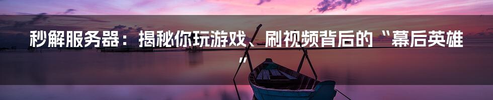 秒解服务器:揭秘你玩游戏、刷视频背后的“幕后英雄”