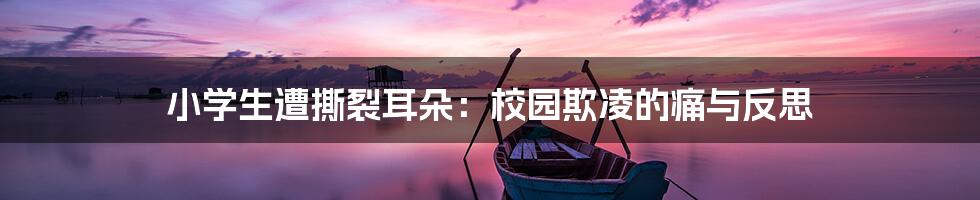 小学生遭撕裂耳朵:校园欺凌的痛与反思