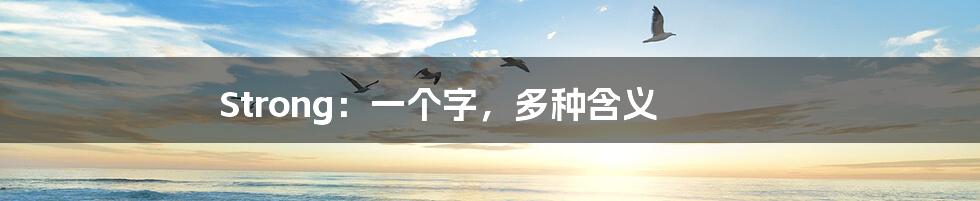 Strong:一个字,多种含义