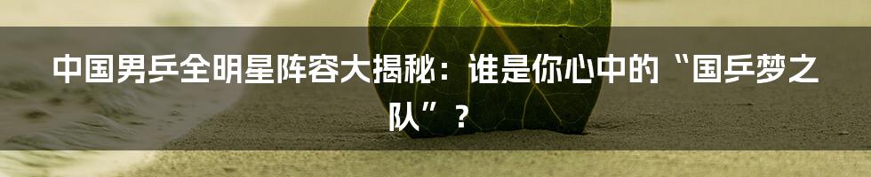中国男乒全明星阵容大揭秘:谁是你心中的“国乒梦之队”?