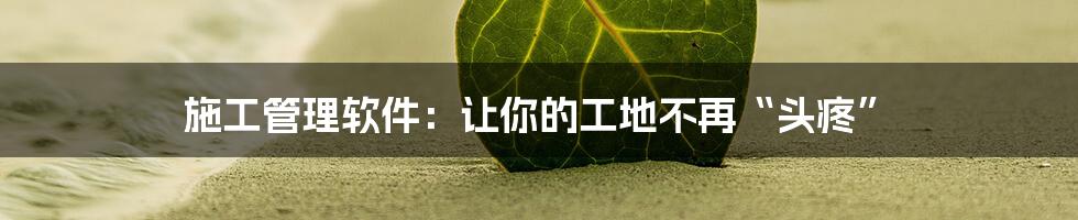 施工管理软件:让你的工地不再“头疼”