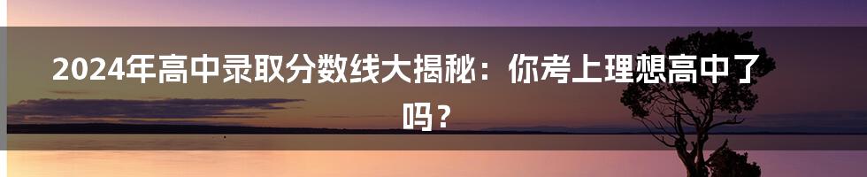 2024年高中录取分数线大揭秘:你考上理想高中了吗?