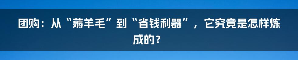 团购：从“薅羊毛”到“省钱利器”，它究竟是怎样炼成的？