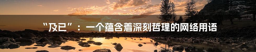 “及已”:一个蕴含着深刻哲理的网络用语