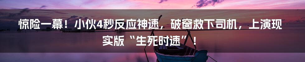 惊险一幕!小伙4秒反应神速,破窗救下司机,上演现实版“生死时速”!