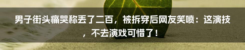 男子街头痛哭称丢了二百，被拆穿后网友笑喷：这演技，不去演戏可惜了！