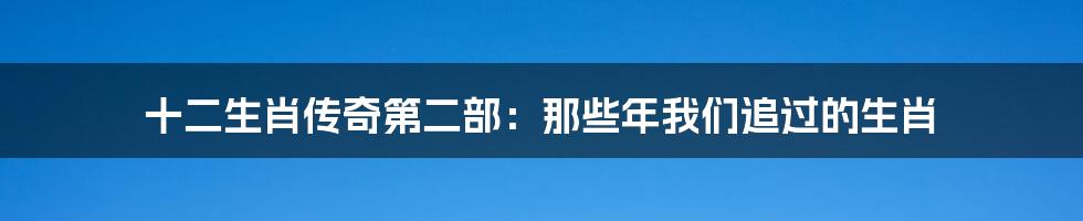 十二生肖传奇第二部：那些年我们追过的生肖