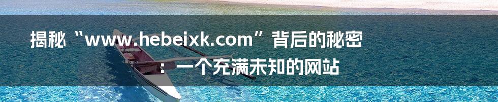 揭秘“www.hebeixk.com”背后的秘密:一个充满未知的网站
