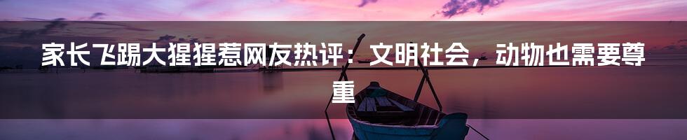 家长飞踢大猩猩惹网友热评:文明社会,动物也需要尊重