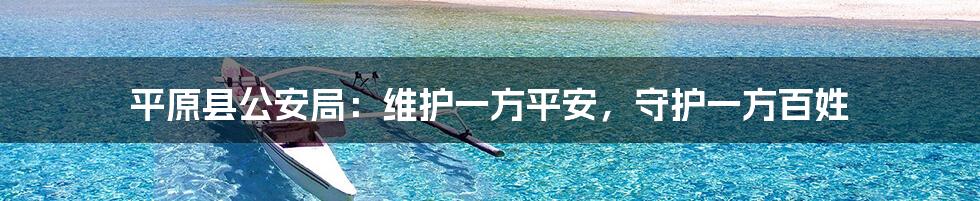 平原县公安局：维护一方平安，守护一方百姓