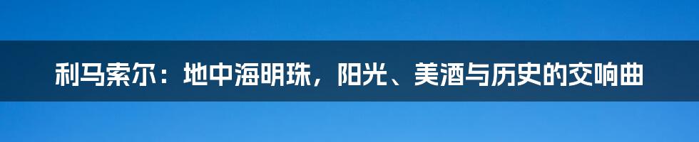 利马索尔:地中海明珠,阳光、美酒与历史的交响曲
