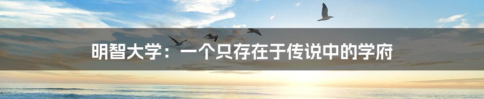 明智大学:一个只存在于传说中的学府
