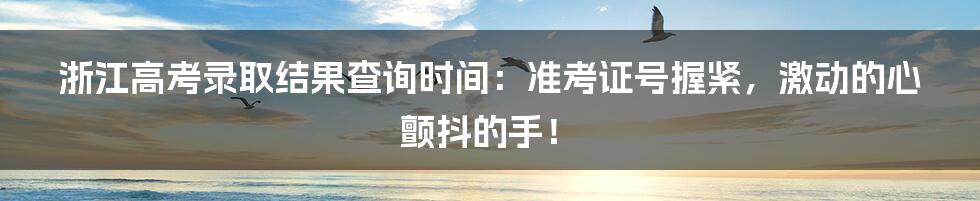 浙江高考录取结果查询时间:准考证号握紧,激动的心颤抖的手!