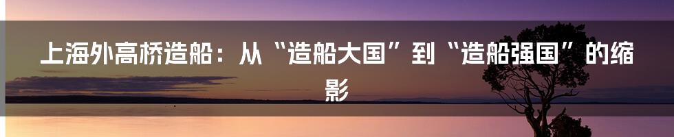 上海外高桥造船:从“造船大国”到“造船强国”的缩影