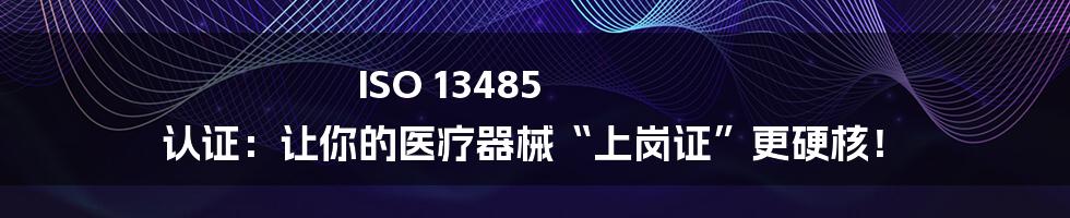 ISO 13485 认证：让你的医疗器械“上岗证”更硬核！