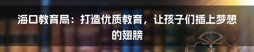 海口教育局:打造优质教育,让孩子们插上梦想的翅膀