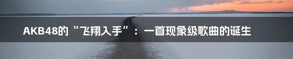 AKB48的“飞翔入手”:一首现象级歌曲的诞生