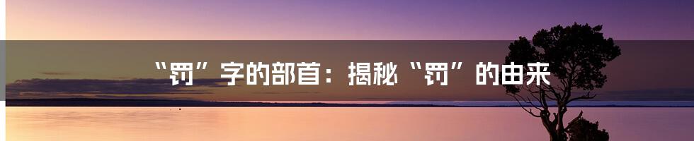 “罚”字的部首:揭秘“罚”的由来