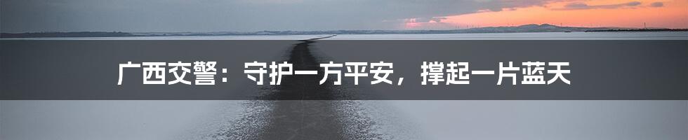 广西交警:守护一方平安,撑起一片蓝天