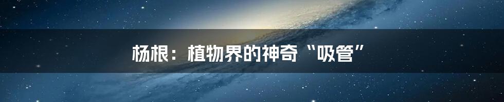 杨根：植物界的神奇“吸管”