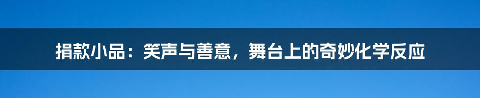 捐款小品:笑声与善意,舞台上的奇妙化学反应