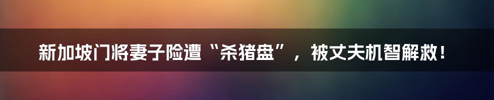 新加坡门将妻子险遭“杀猪盘”,被丈夫机智解救!