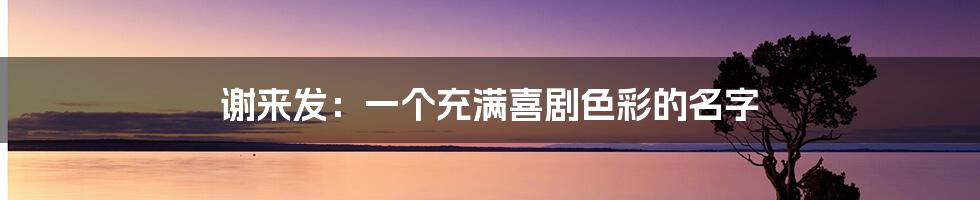 谢来发:一个充满喜剧色彩的名字