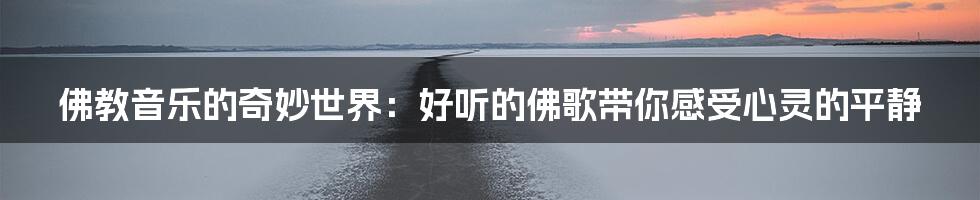 佛教音乐的奇妙世界：好听的佛歌带你感受心灵的平静