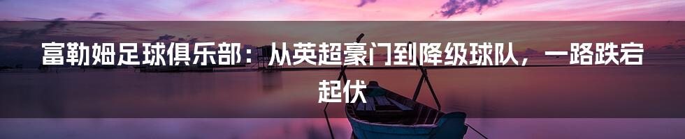 富勒姆足球俱乐部：从英超豪门到降级球队，一路跌宕起伏